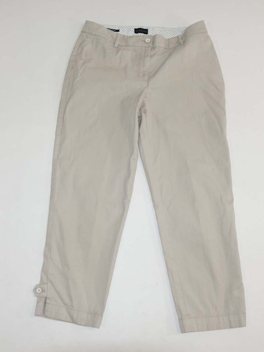 Talbots Women's Perfect Crop Pants Size 6 Beige High Rise 24.5" Inseam Cotton